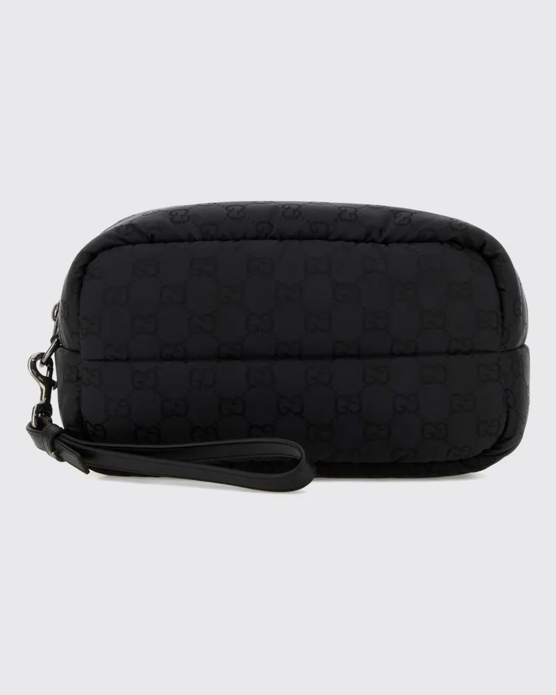Gucci Gepolsterter Dokumentenhalter aus Nylon mit GG-Monogramm-Druck Schwarz