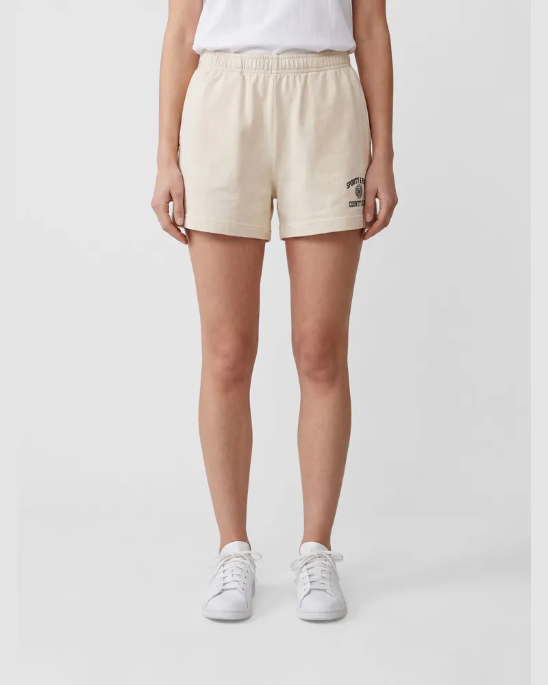 SPORTY & RICH SPORTY  RICH Baumwoll-Shorts Sporty & Rich mit elastischem Bund und Kontrast-Logo Ecru