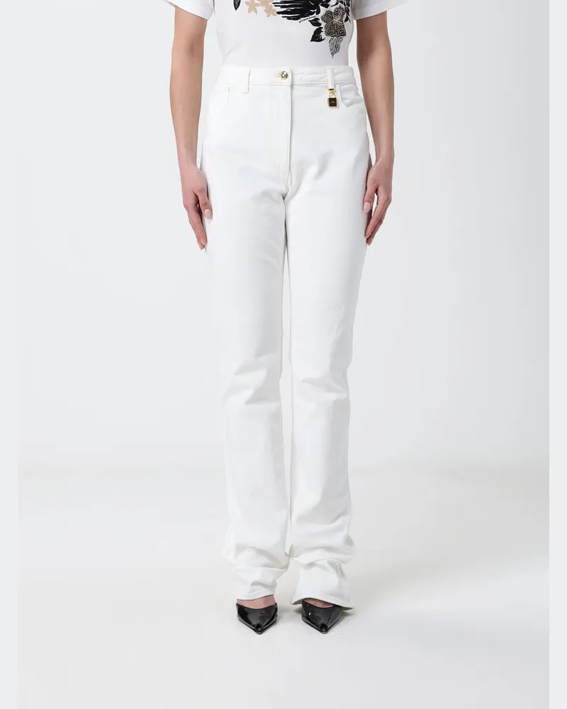 Elisabetta Franchi Slim Fit Jeans aus Stretch-Denim Ivory