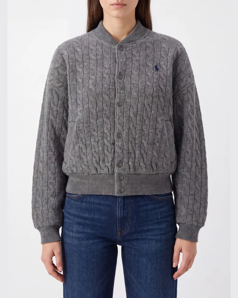 Ralph Lauren Cardigan aus Wolle und Kaschmir mit Bomberkragen in Relaxed Fit Grau