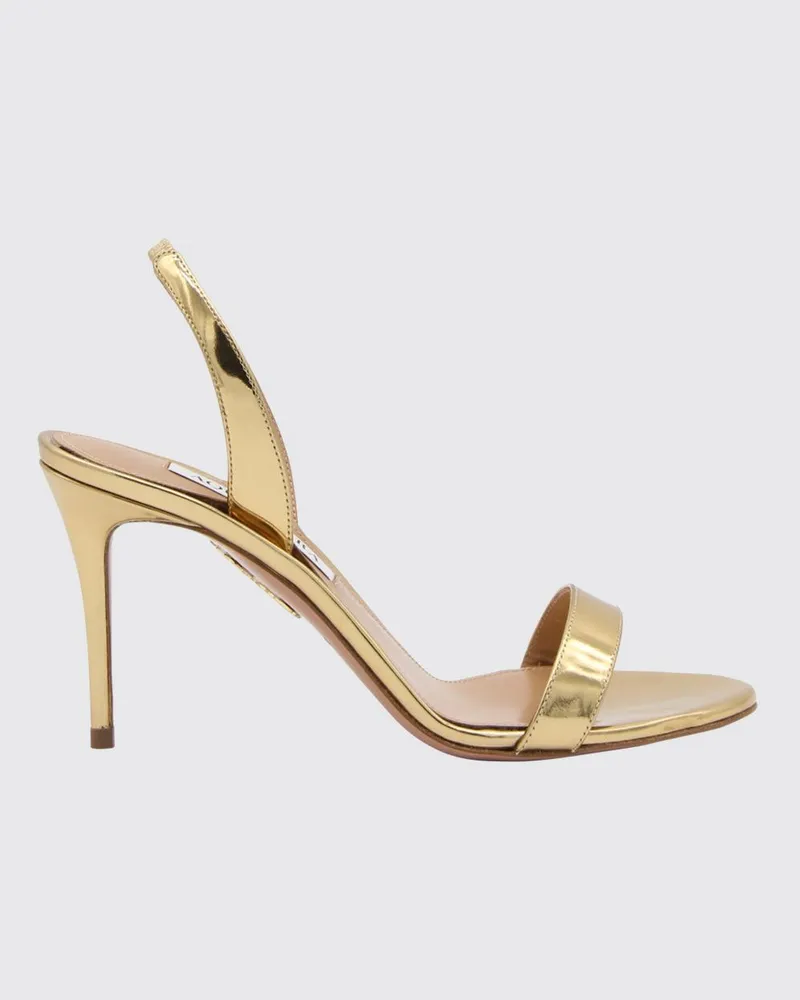 Aquazzura So Nude Sandale aus laminiertem Lackleder Gold