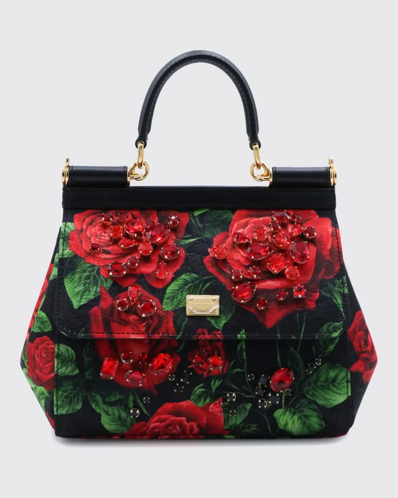 Dolce & Gabbana DOLCE  GABBANA Mini-Handtasche Sicily Dolce & Gabbana aus Seide mit Blumenstickerei und Kristallen Pink