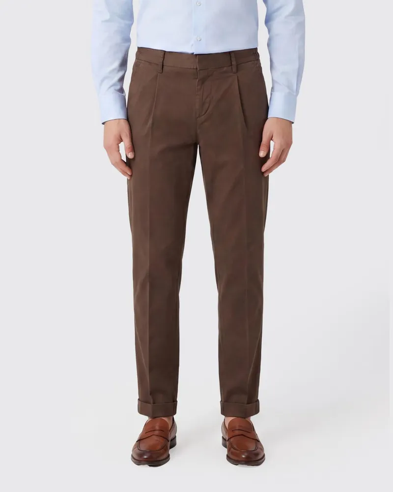 Fay Chino-Hose aus Stretch-Baumwollgabardine Tabak