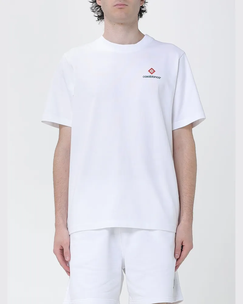 Casablanca Paris Rundhals-T-Shirt aus Bio-Baumwolle mit Logo-Print Bianco