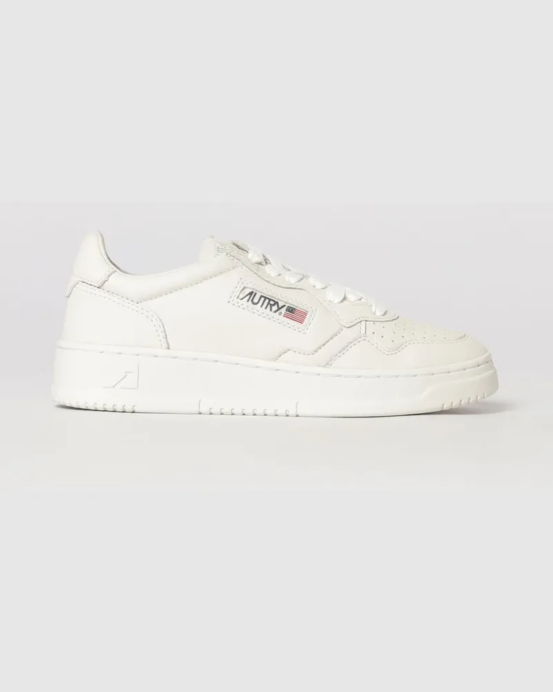 AUTRY Medalist Low Bicolor-Ledersneaker mit perforierter Spitze Bianco
