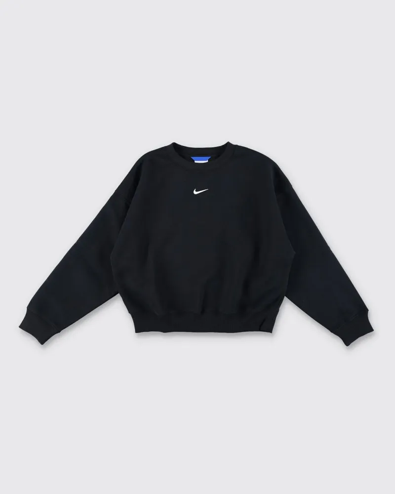 Nike Rundhals-Sweatshirt für Jungen aus Baumwollmischung mit Swoosh-Logo Schwarz