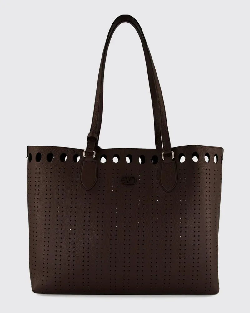 Valentino Garavani Dottie Tote Bag aus perforiertem Leder mit VLogo Signature Braun