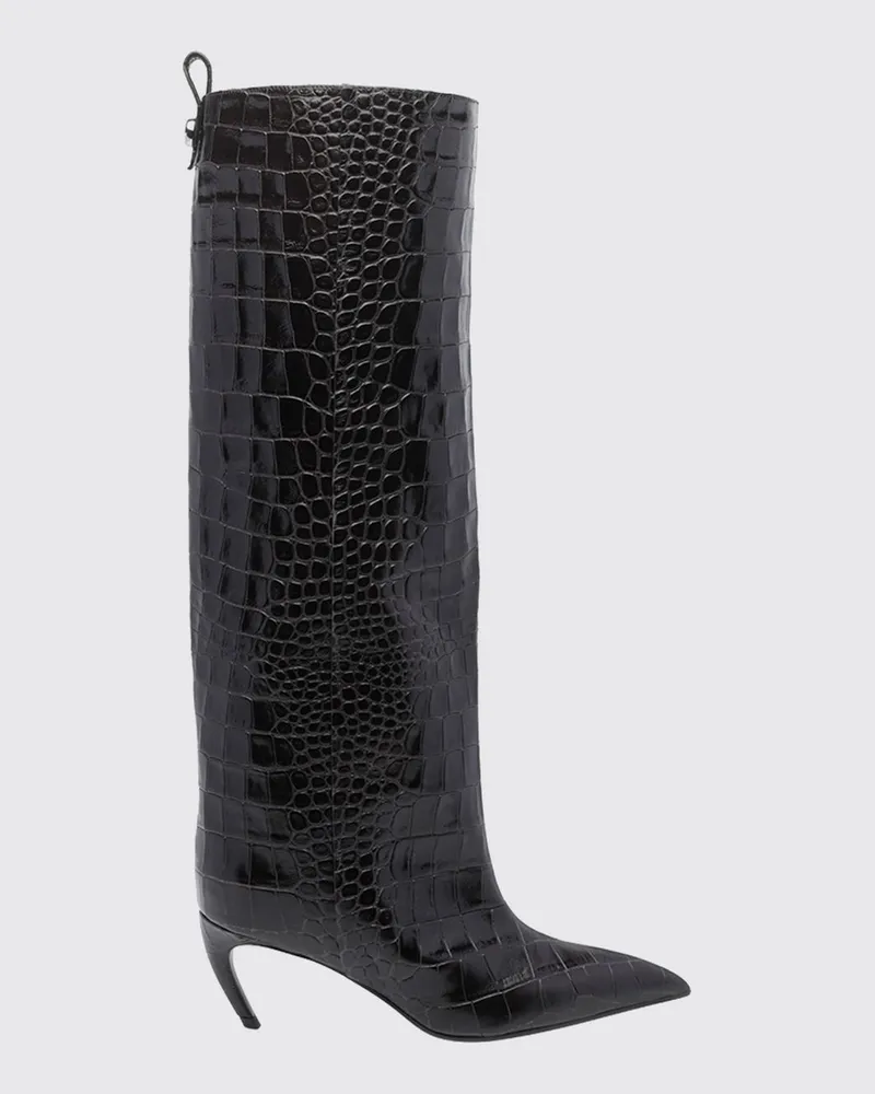 ATTICO Kniehohe Lea Stiefel von aus Leder in Kroko-Optik Braun