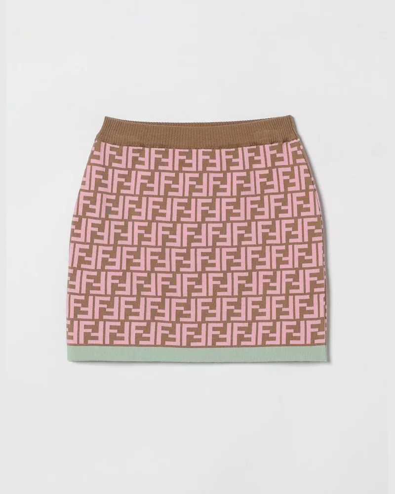 Fendi Strick-Minirock mit Monogramm-Motiv von Camel