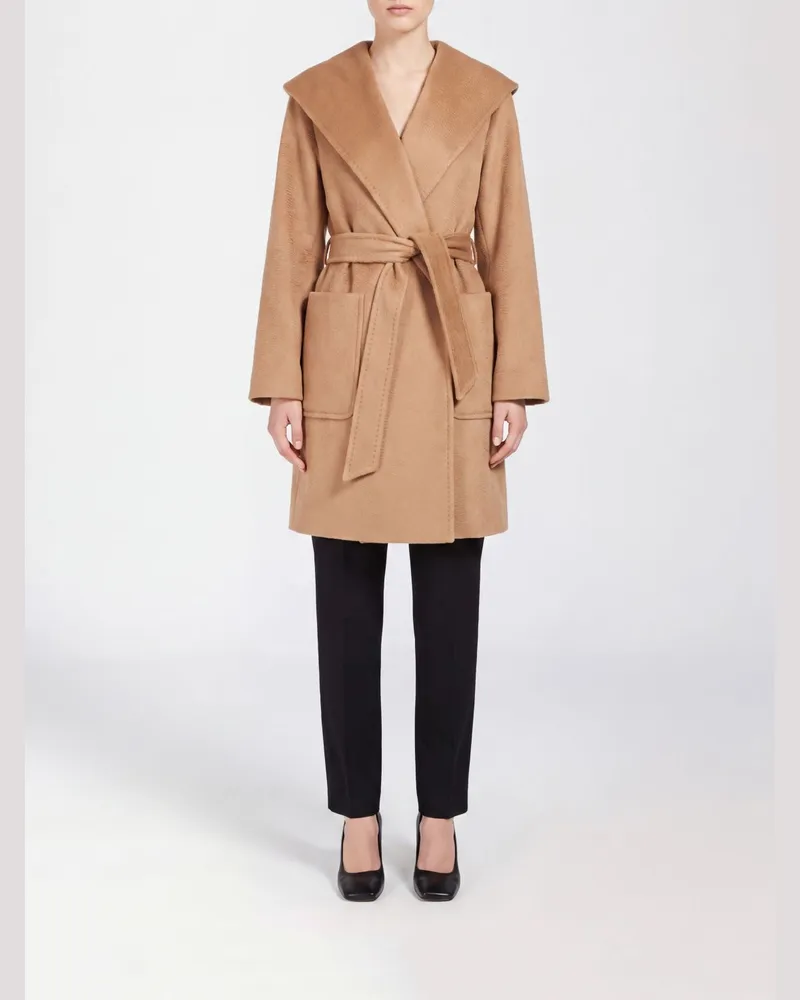Max Mara Bademantel-Mantel von aus Kamelwolle mit Gürtel und Schalkragen Camel
