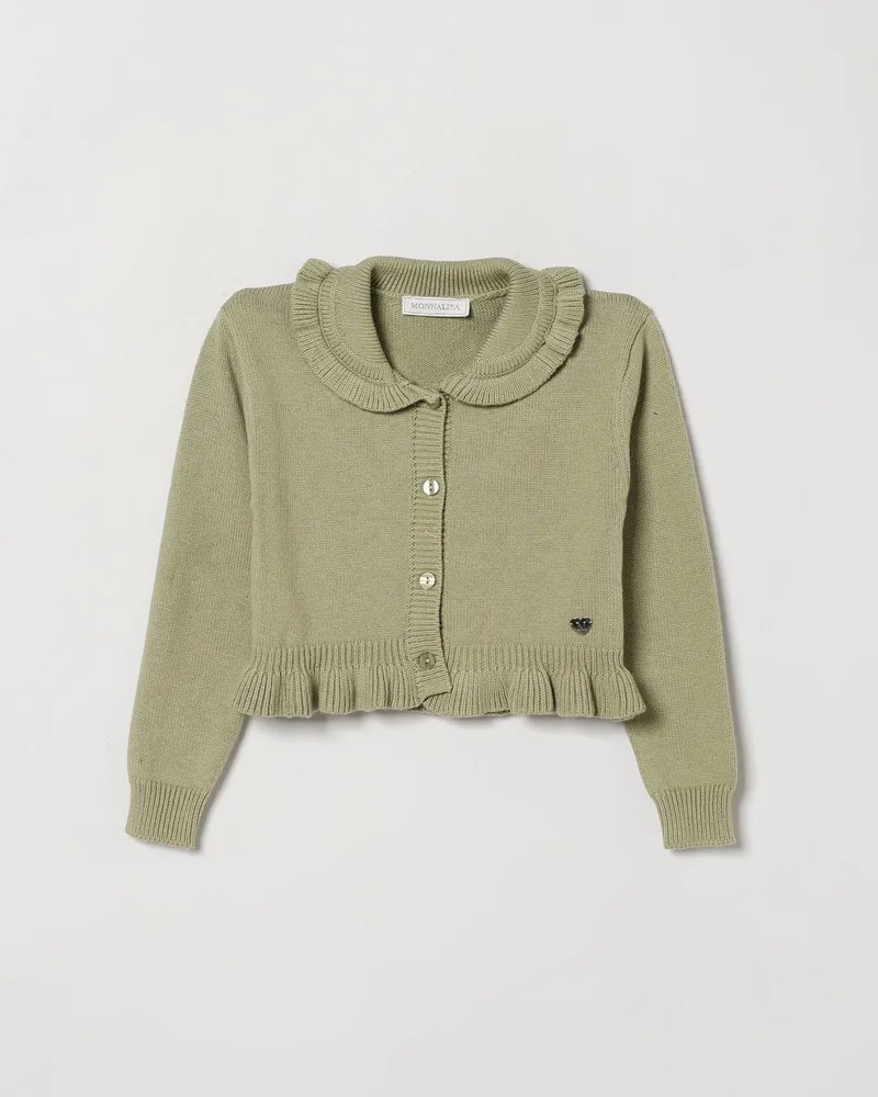 Monnalisa Cardigan aus Wollmischung mit Peter-Pan-Kragen für Mädchen Grün