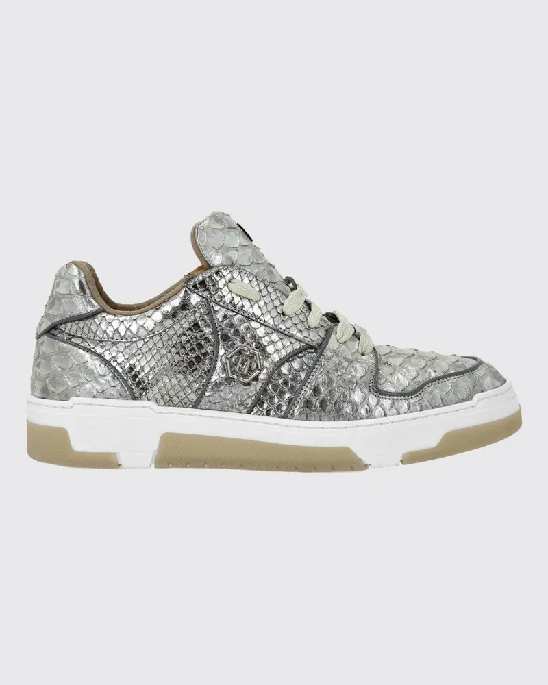 Philipp Plein Sneakers aus laminiertem Pythonleder Silber