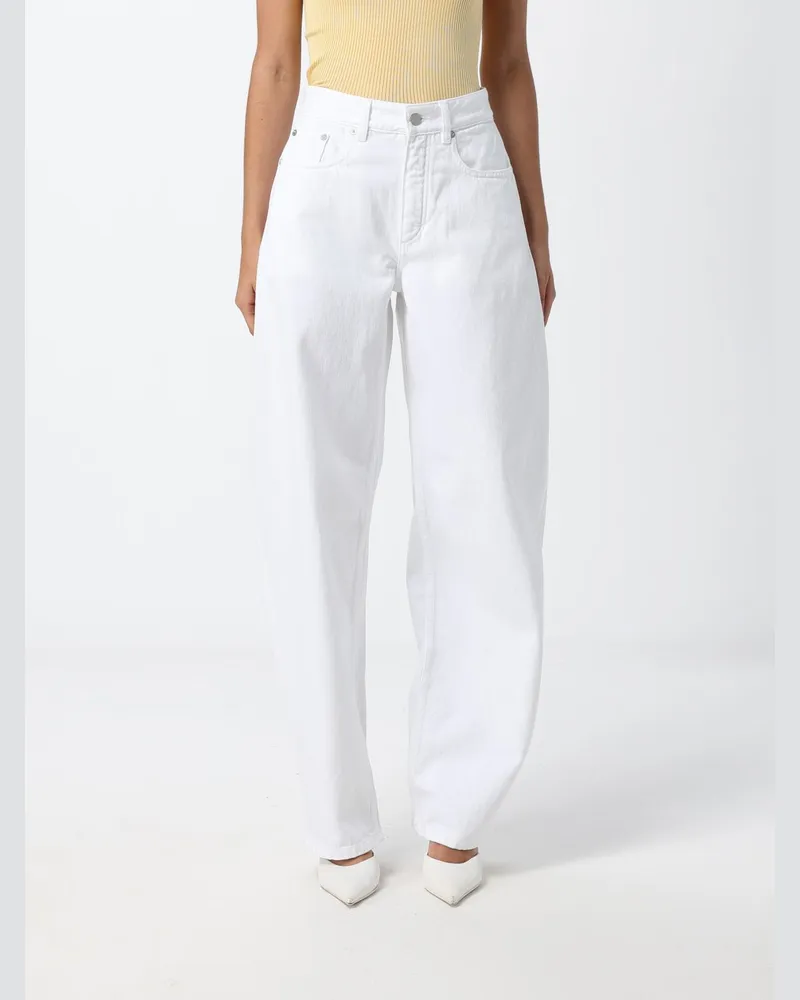 Alaïa Baggy-Jeans mit hoher Taille aus Baumwoll-Denim Weiß