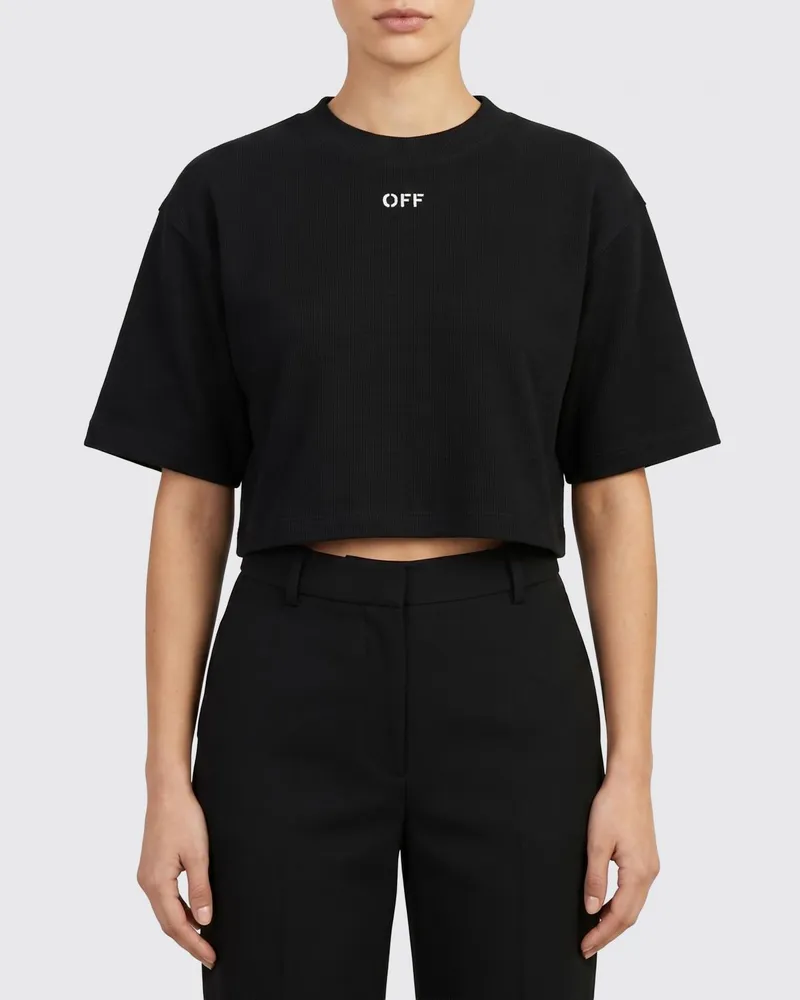 OFF-WHITE Crop T-Shirts mit Logo Schwarz