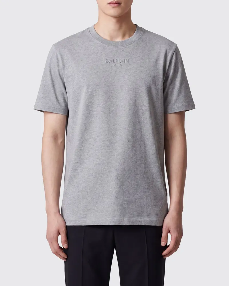Balmain Basic-Design T-Shirt aus Baumwolle mit Rundhalsausschnitt Grau