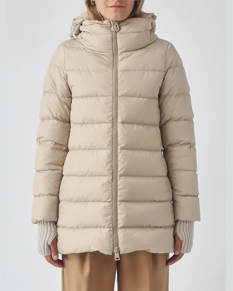 Herno Kurze A-Shape Daunenjacke aus wasserabweisendem Nylon mit Kapuze Pink