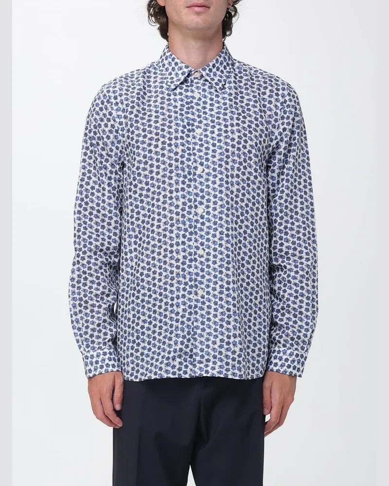 Paul Smith Slim Fit Blumenhemd von aus Lyocell mit Haifischkragen Navy