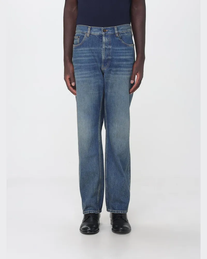 Saint Laurent Straight-Fit-Jeans aus Denim mit mittlerer Leibhöhe und Knopfverschluss Navy