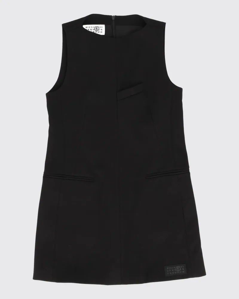 Maison Margiela Kurzes schulterfreies Kleid für Mädchen aus Wollmischung Schwarz