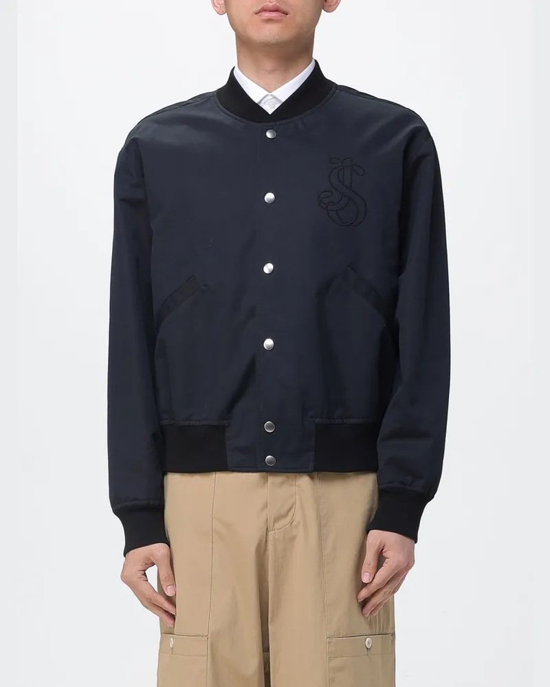 Jil Sander Nylon-Bomberjacke mit elastischem Kragen, Bündchen und Saum Schwarz