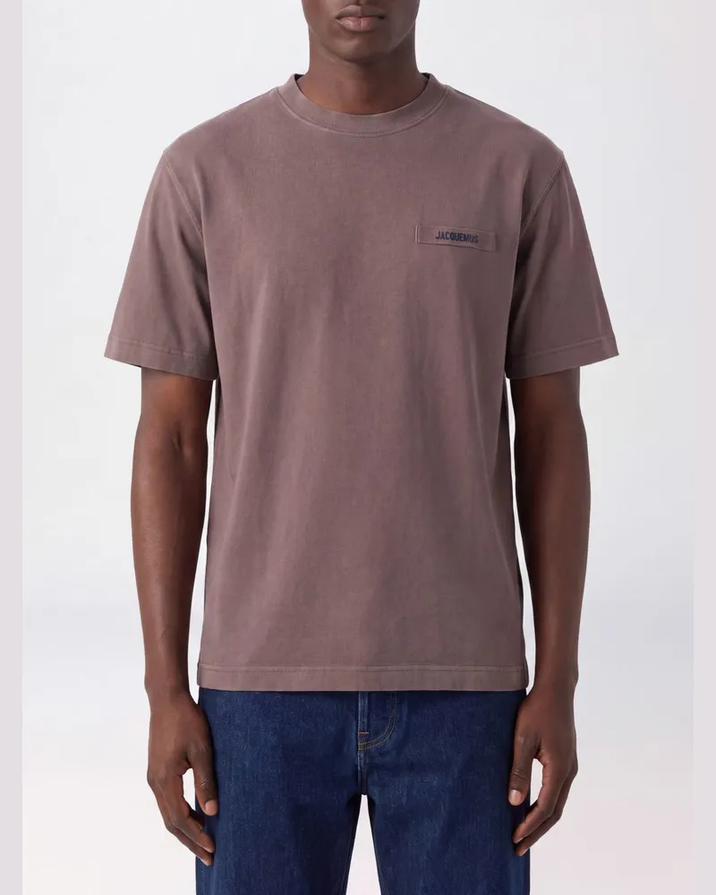 Jacquemus Baumwoll-T-Shirt mit Rundhalsausschnitt und kontrastierendem Applikationslogo Braun