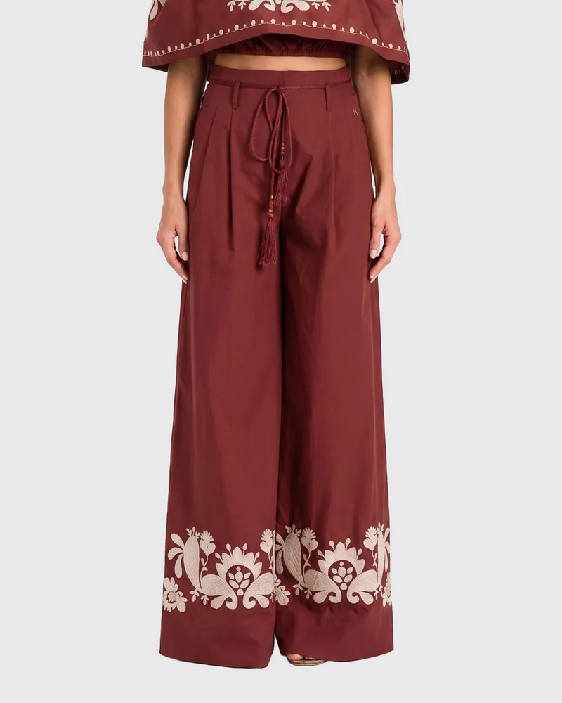 Twin-Set Palazzo-Hose aus Stretch-Baumwolle Earth