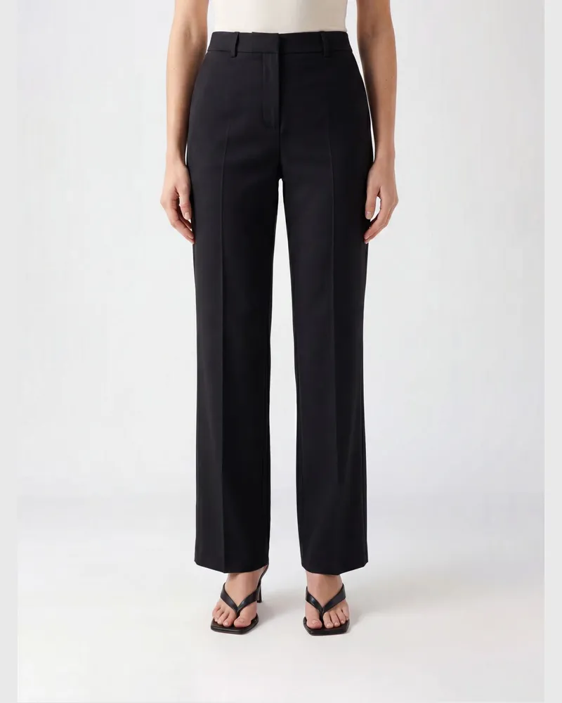 Moschino Straight-Wollhose von mit niedriger Taille und Bundfalten Schwarz