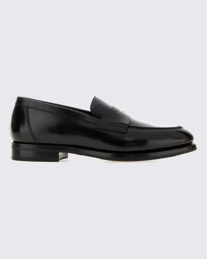 Santoni Penny-Loafer von aus glattem Kalbsleder mit Riemen Schwarz