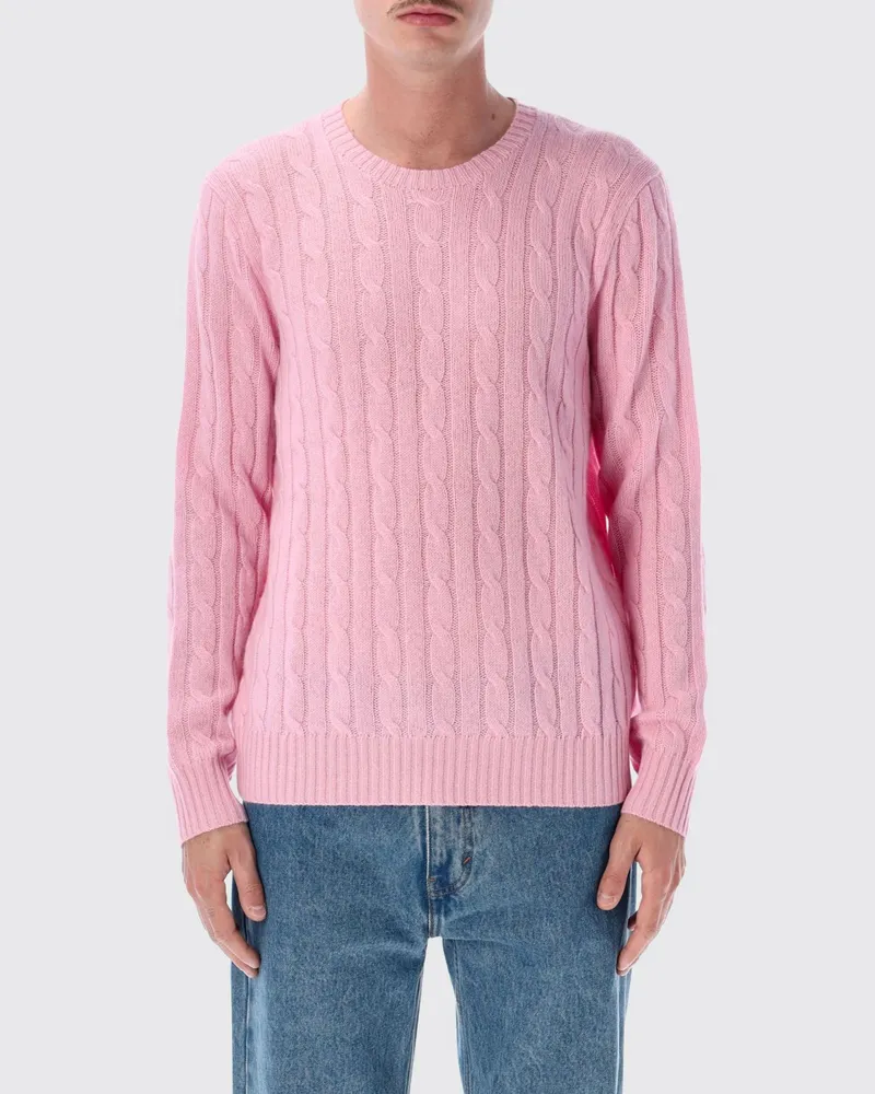 Ralph Lauren Zopfstrickpullover mit Rundhalsausschnitt aus 100% Kaschmir Pink