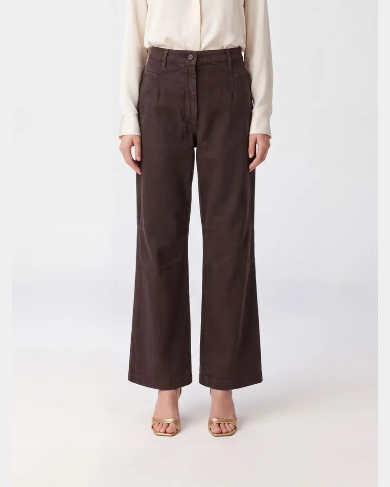 Dries van Noten Norman Flared-Hose aus Baumwolle mit mittlerer Taille Burgunderrot