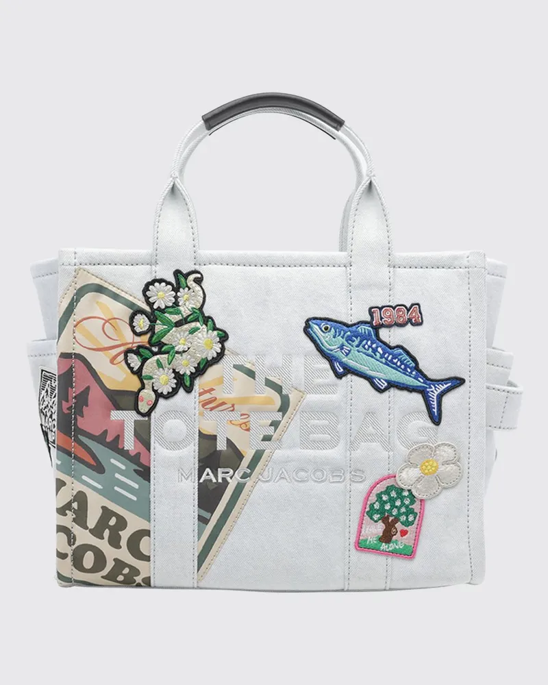 Marc Jacobs The Medium Tote Bag aus Baumwolldenim mit Logo Weiß