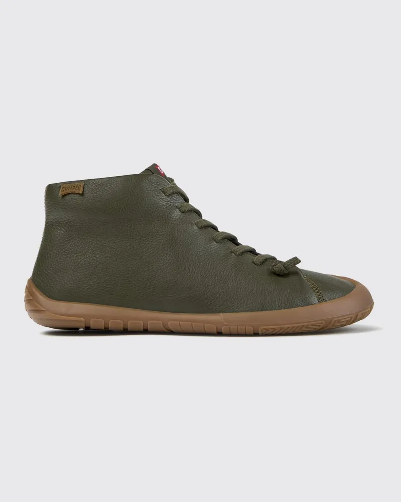 Camper Peu Path+ High-Top-Sneaker von aus genarbtem Leder mit elastischen Schnürsenkeln Grün