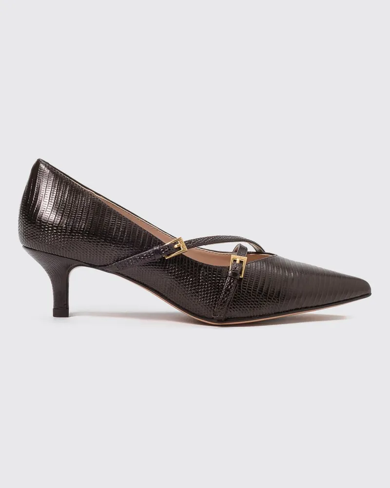 Twin-Set Mary-Jane-Pumps aus Leder mit Eidechsenprägung und mittlerem Absatz Braun