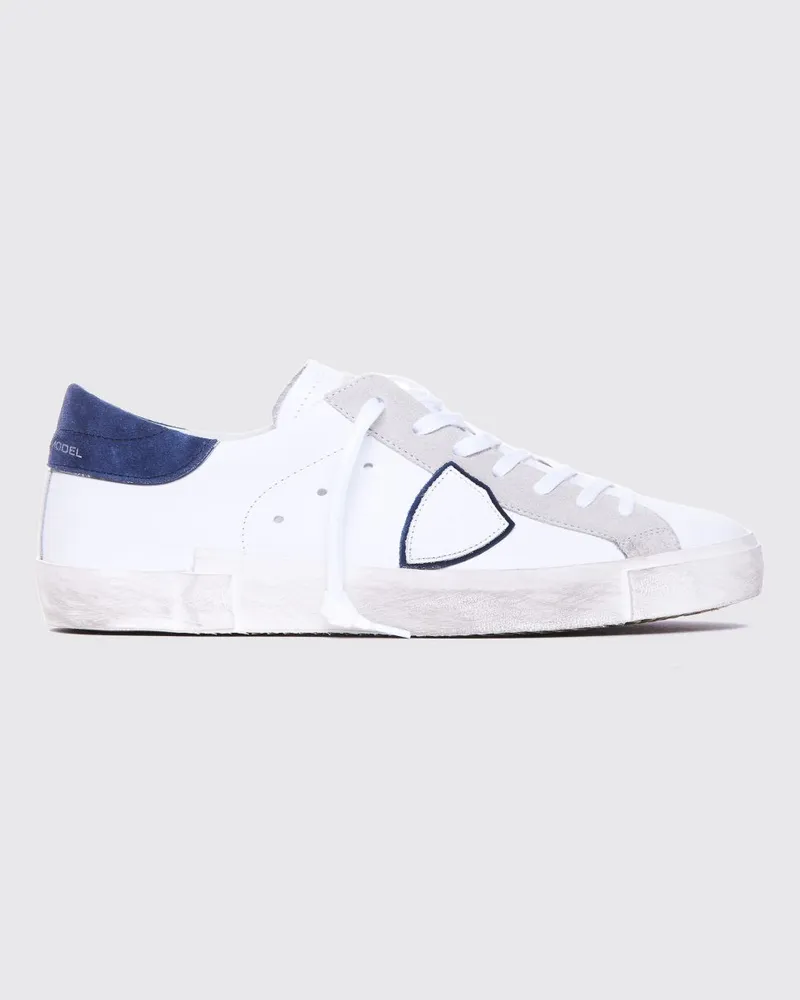 Philippe Model Paris Low-Top-Sneakers aus Leder mit Used-Effekt und Schild-Logo Yellow