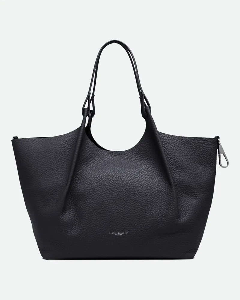 Gianni Chiarini Dua Schultertasche aus genarbtem Kalbsleder Schwarz