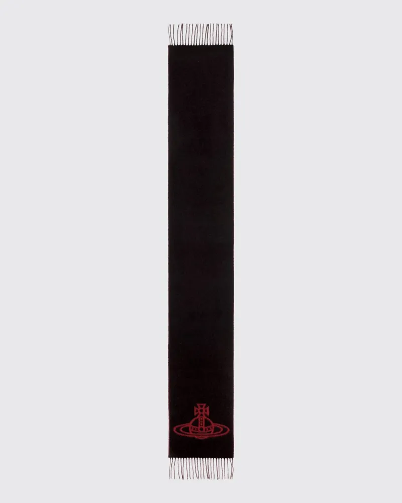 Vivienne Westwood Wollschal mit Orb-Logo-Muster und Fransenrändern Schwarz