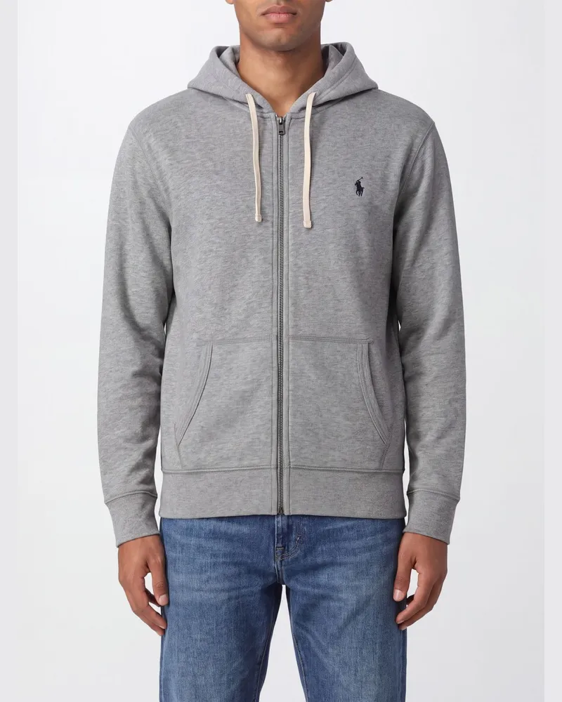 Ralph Lauren Kapuzenjacke aus Baumwollmischung mit Pony-Logo Grau