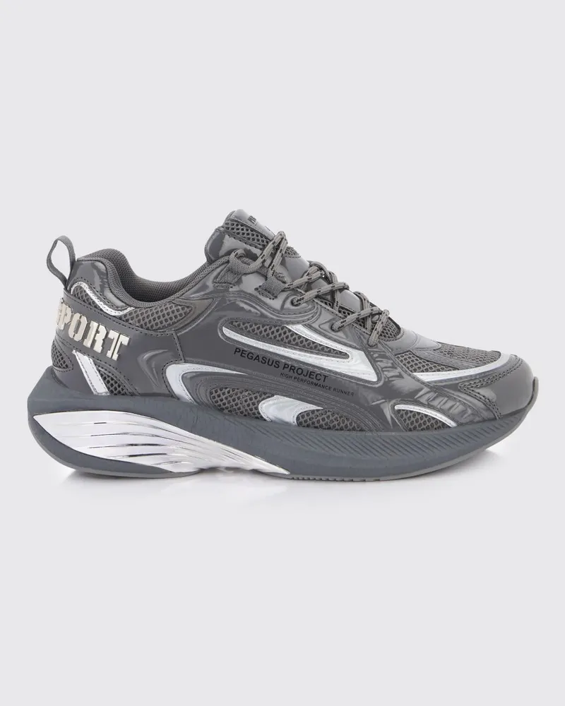 Philipp Plein Pegasus Project Sneakers aus Mesh und Lackleder Grau