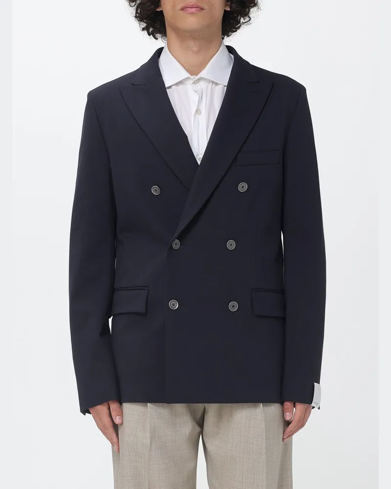 Paolo Pecora Milano Wollmisch-Doppelreiher-Blazer Blau