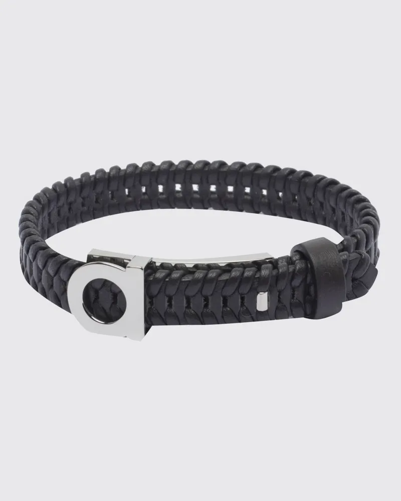 Ferragamo Verstellbares Armband aus geflochtenem Leder mit Gancini-Schnalle Braun