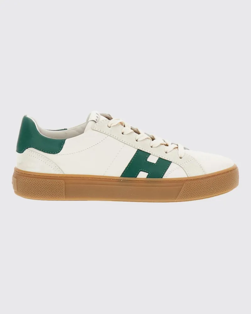 Hogan Crosswind Low-Top-Sneakers aus Glattleder-Kalbsleder mit H-Logo Weiss
