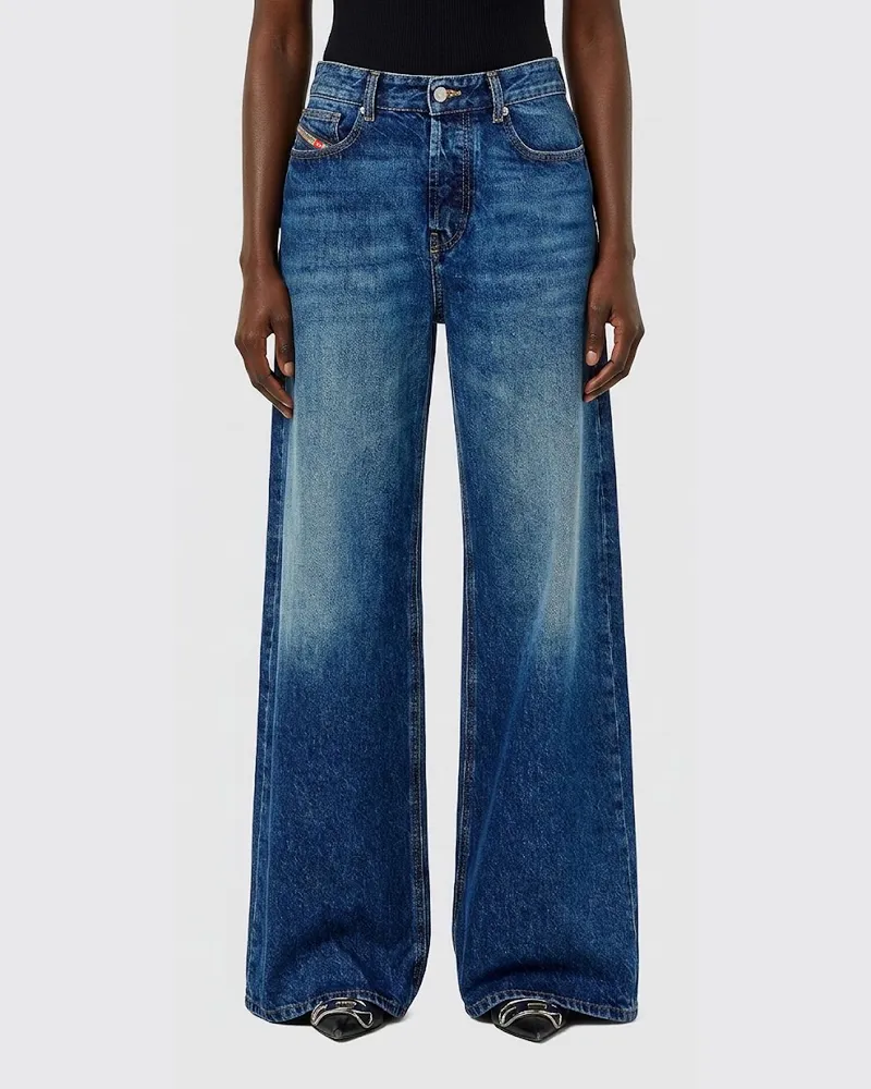 Diesel 1996 D-Sire Low-Rise Wide-Leg Jeans aus Baumwoll-Denim Blau