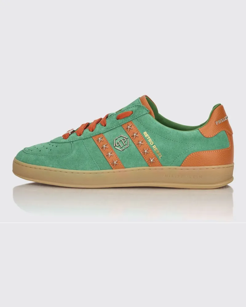 Philipp Plein Retro Rebel Wildleder-Sneakers mit Sternapplikationen Grün