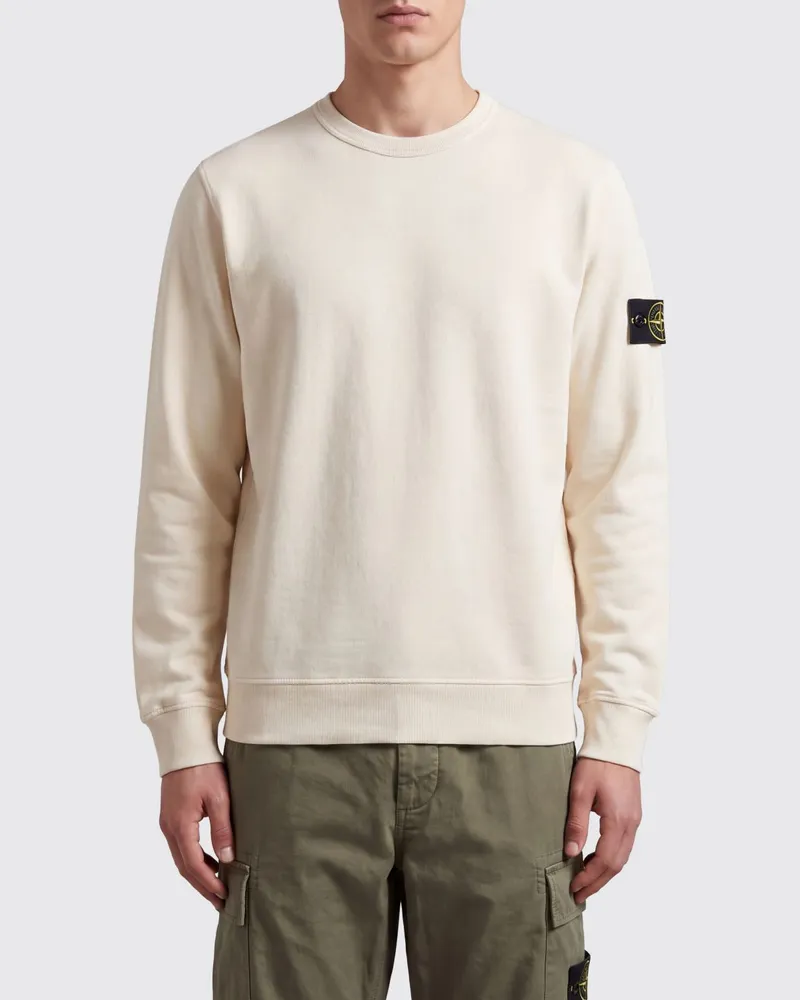 Stone Island Rundhals-Sweatshirt aus Baumwolljersey mit Compass-Logo-Patch Milch