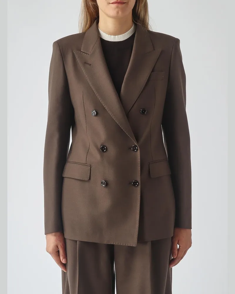 Tagliatore Zweireihiger Blazer aus Schurwolle mit steigendem Revers Braun