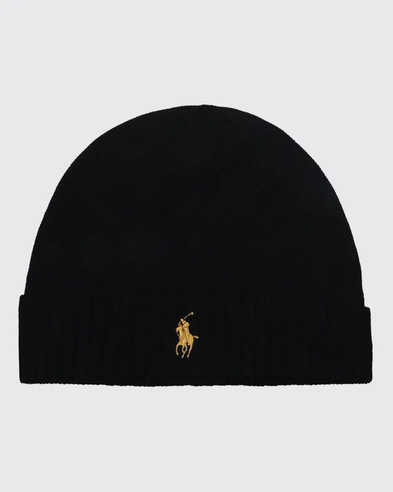 Ralph Lauren Beanie aus Wolle mit gesticktem Pony-Logo Schwarz