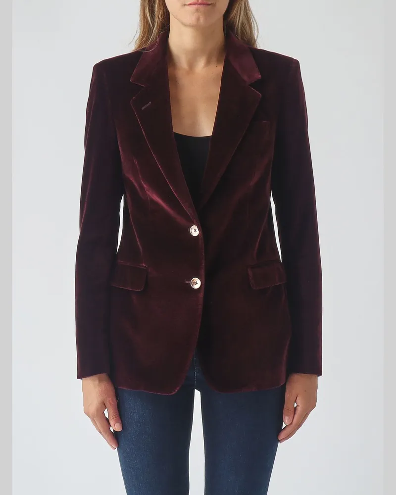 Tagliatore Einreihiger Blazer aus Baumwollsamt mit steigendem Revers Red
