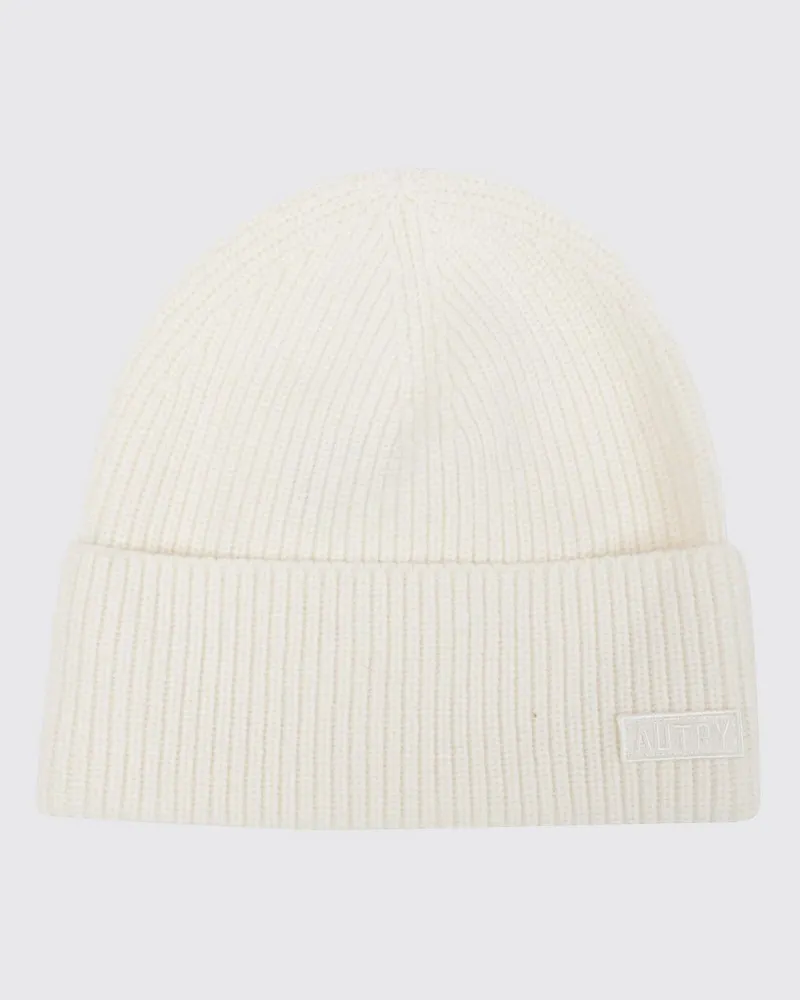 AUTRY Beanie-Mütze aus Wolle mit Umschlag und aufgesetztem Logo-Patch Butter