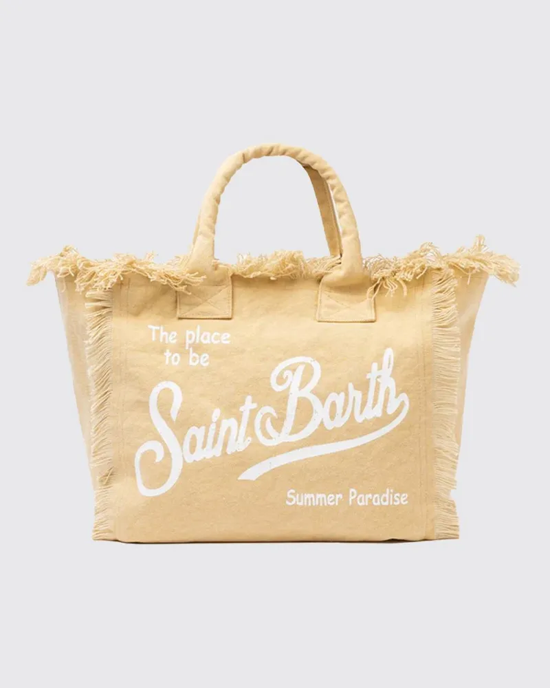 MC2 Saint Barth Vanity-Tasche aus bedruckter Baumwolle mit Logo Cream