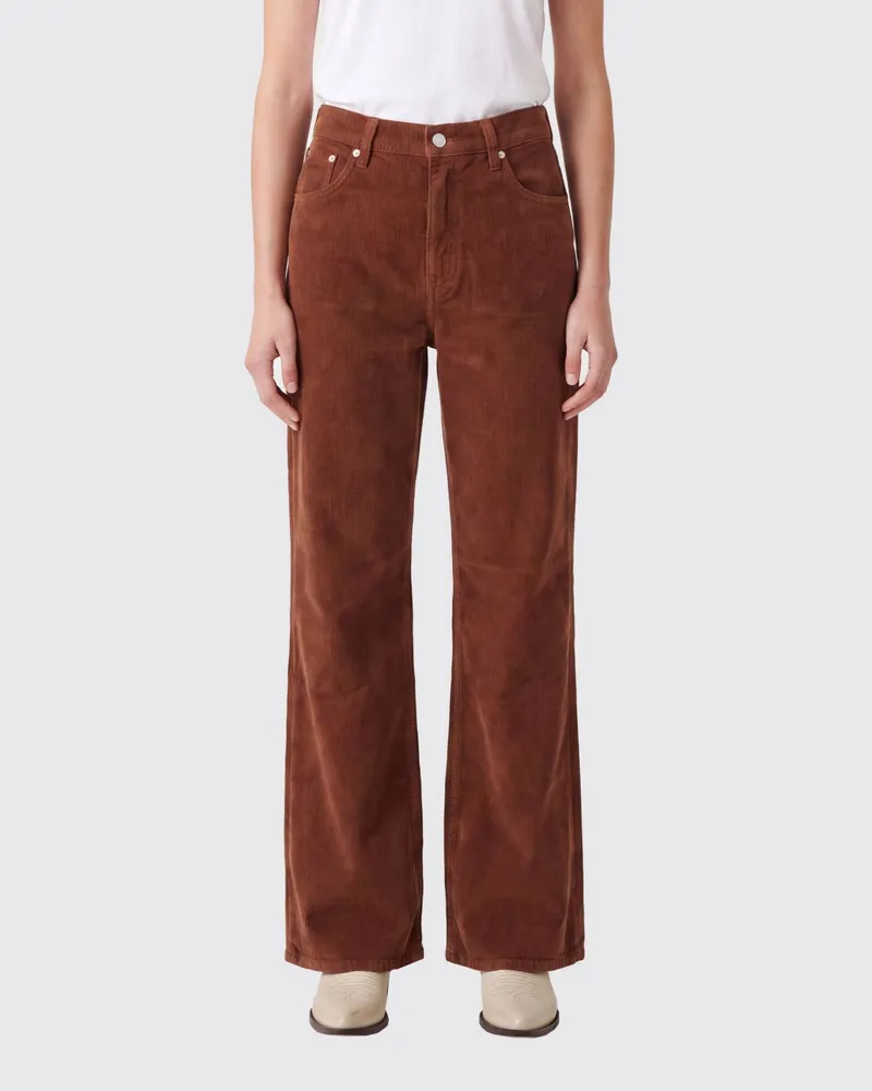 Haikure Hoch taillierte, gerade Cordhose Korea Haselnuss